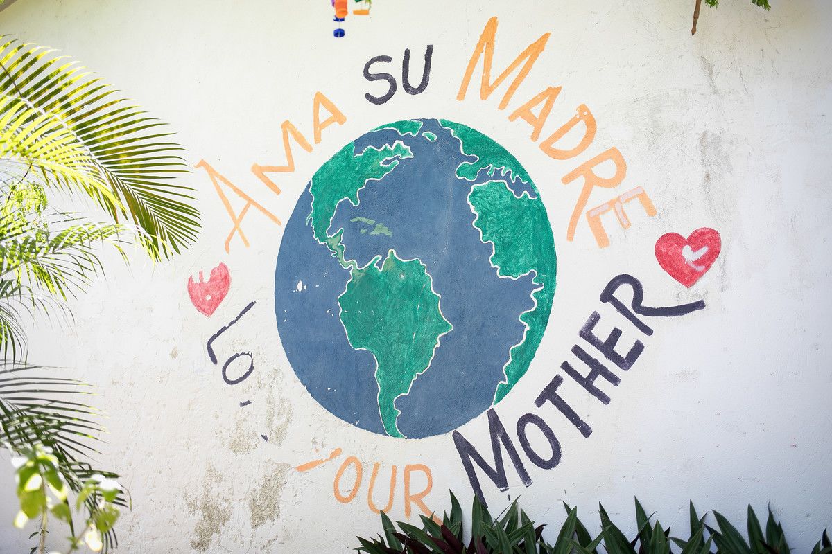 A mural that says 'love your mother earth'